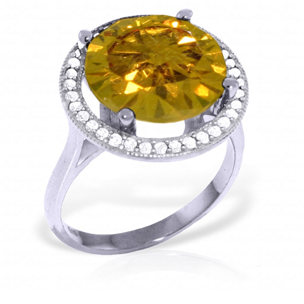 GOLD RING WITH NATURAL DIAMONDS & CITRINE - Picture 1 of 4